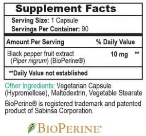 BrioPerine Supplement Facts
